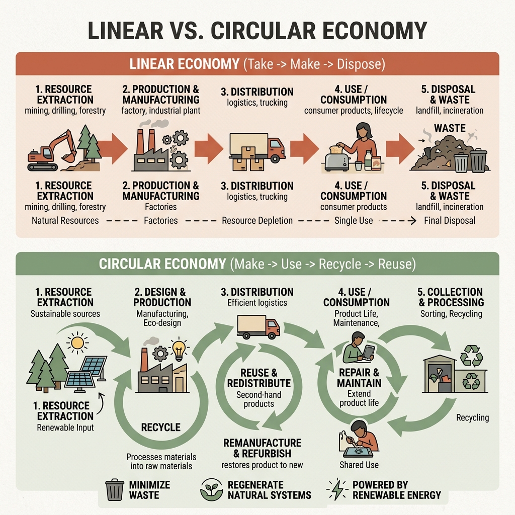 Circular Economy vs Linear Economy Diagram