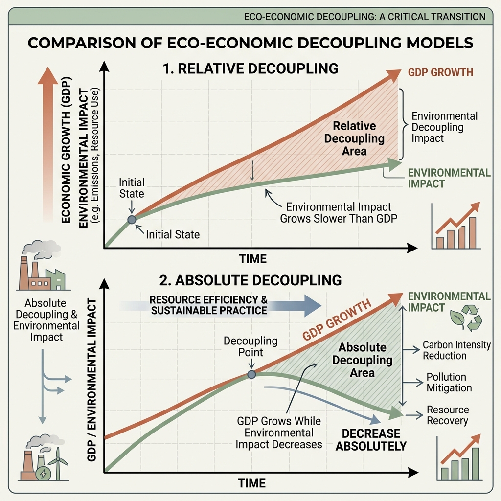 Eco-Economic Decoupling Diagram: Absolute vs Relative