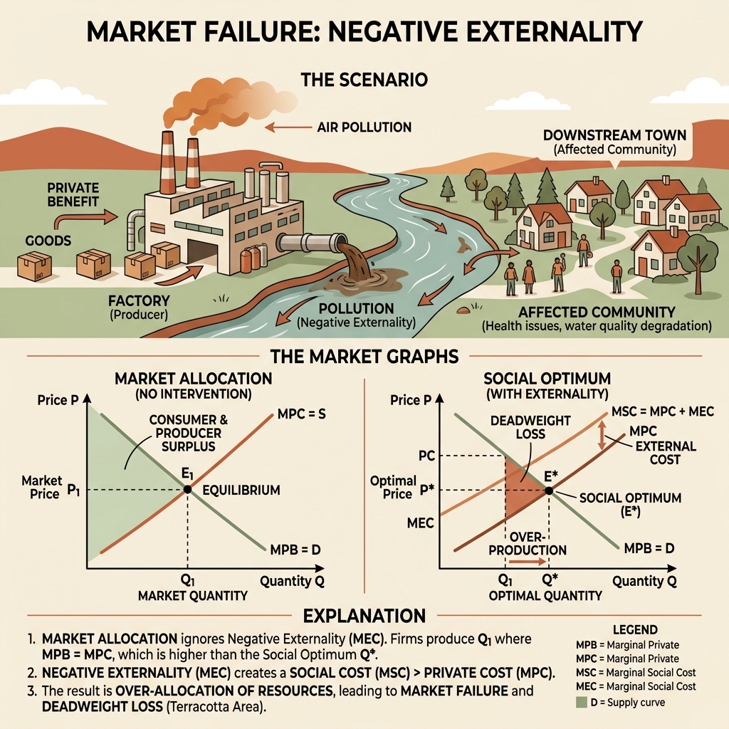 Market Failure and Negative Externality Diagram