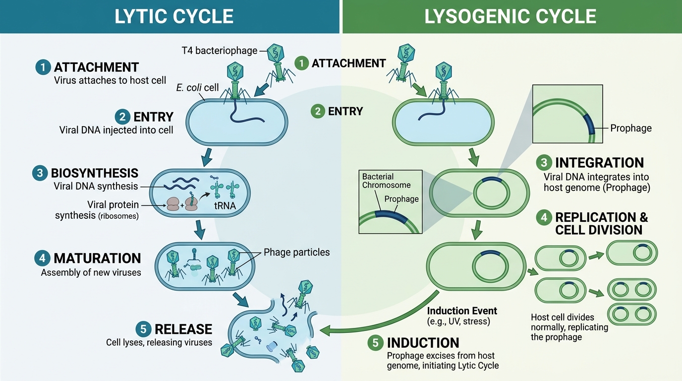 Lytic vs Lysogenic Cycle Diagram