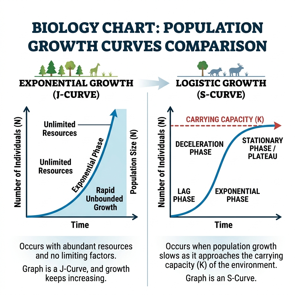 Exponential J-Curve vs Logistic S-Curve Growth Diagram