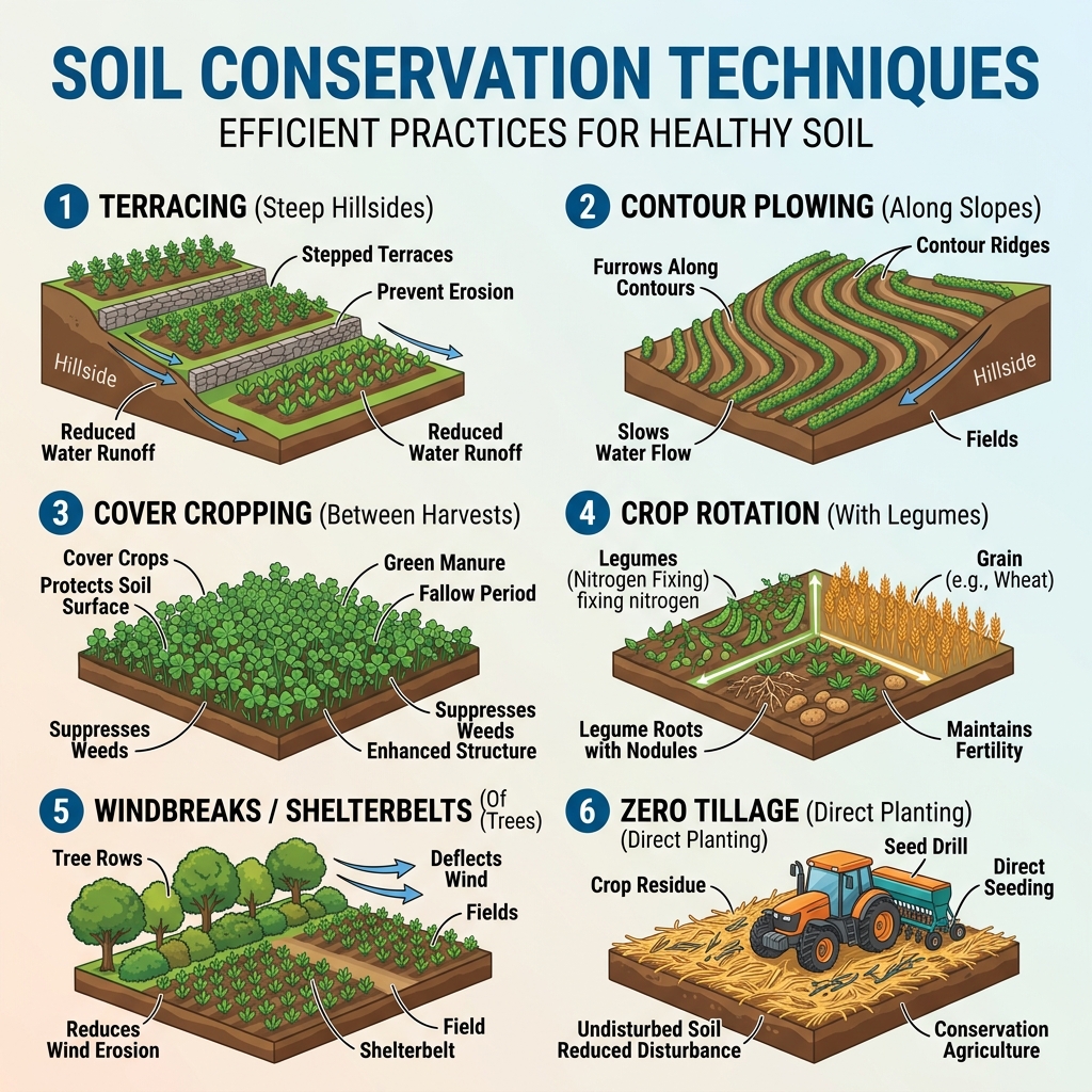 6 Soil Conservation Techniques Diagram